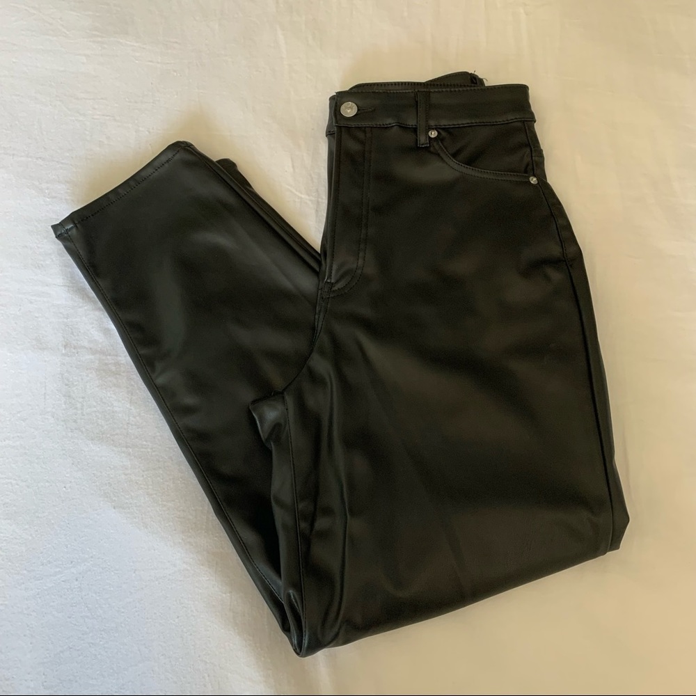 h&m straight leg leather pants